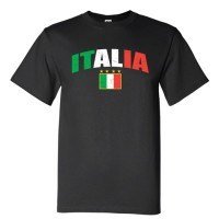 Italia Distressed Soccer Black T-Shirt 00174