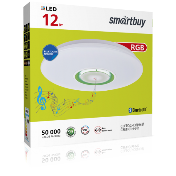 Светильник светодиодный управляемый Smartbuy управляемый св-к-люстра св/д 24W(1820lm) 5730SMD 4K+RGB 400х70 Bluetooth-динамик