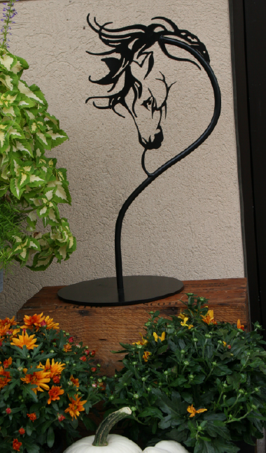 18" Black Horse Head Sculpture