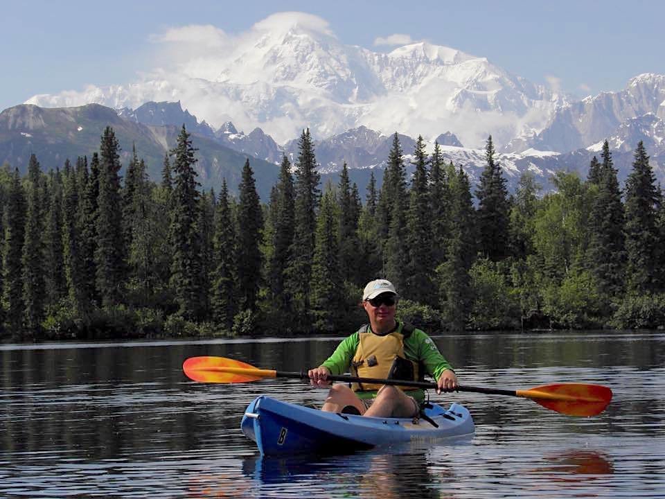 Kayaking Byers Lake with Beautiful Denali for a Backdrop