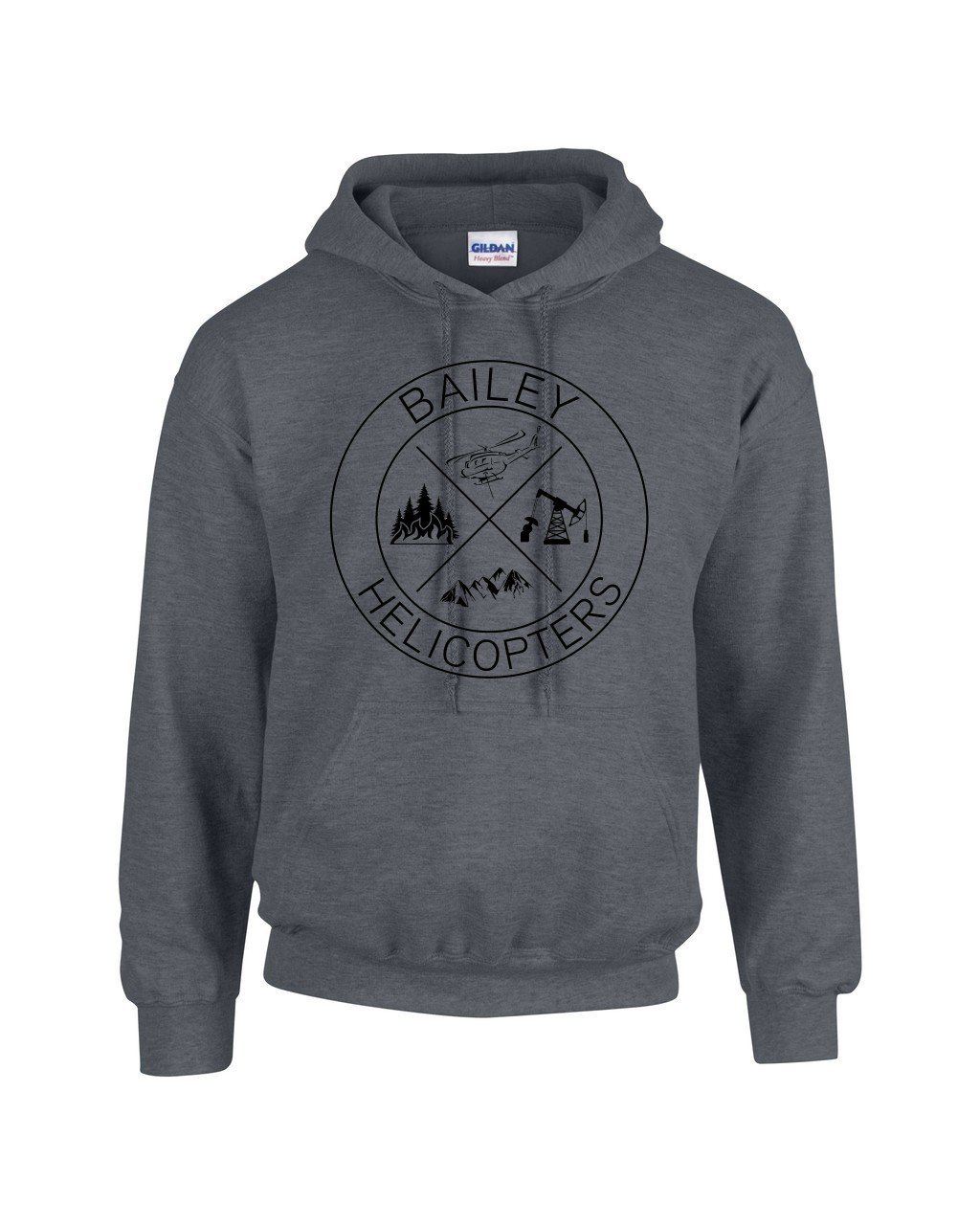Adult Hooded Sweat Shirt Dark Heather - Helicopter