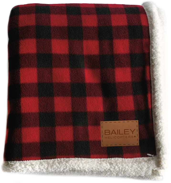 Bailey Helicopters Lumberjack Sherpa Throw Buffalo Plaid/Copper Leather Patch