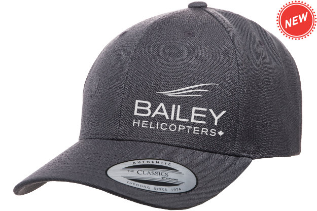 Bailey Helicopters Yupoong Premium Curved Visor Snapback Dark Grey/Silver Embriodery