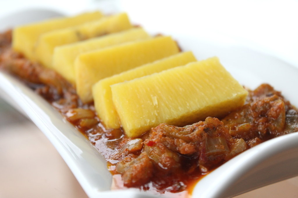 CITRUS BOILED YAM WITH GARDEN EGG STEW