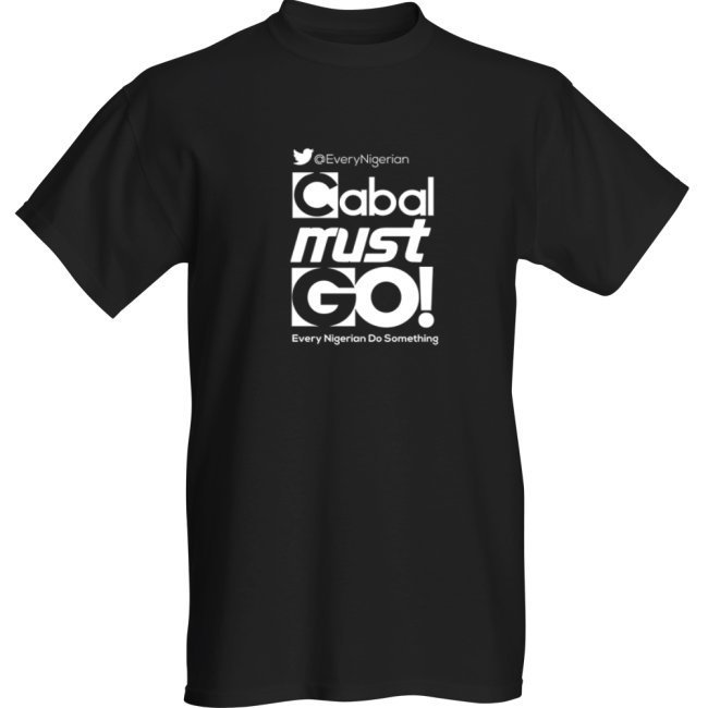 Cabal Must Go T-shirt White on Black 00002