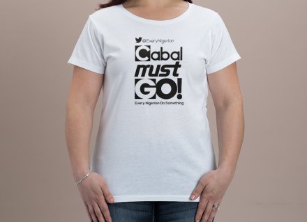 Cabal Must Go T-shirt Ladies Black on White 00003