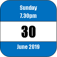 7.30 pm, Sunday 30 June 2019 2019-06-30