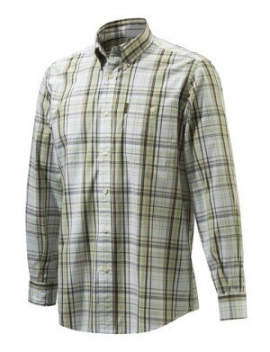 Camicia Drip Dry Shirt Long Sleeves White & Green Check - BERETTA LU510