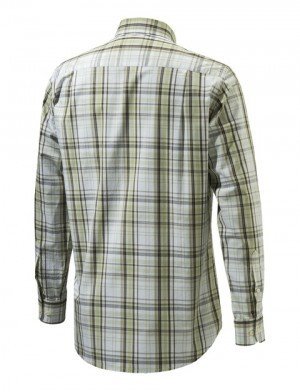 Camicia Drip Dry Shirt Long Sleeves White & Green Check - BERETTA