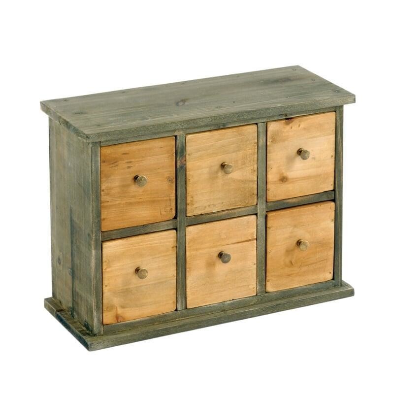 Rustic Shabby Chic 6 Drawer Storage Unit Desk Tidy