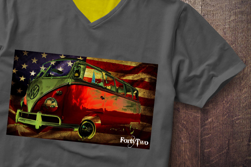 Samba USA Flag VW Flag Samba USA Tshirt