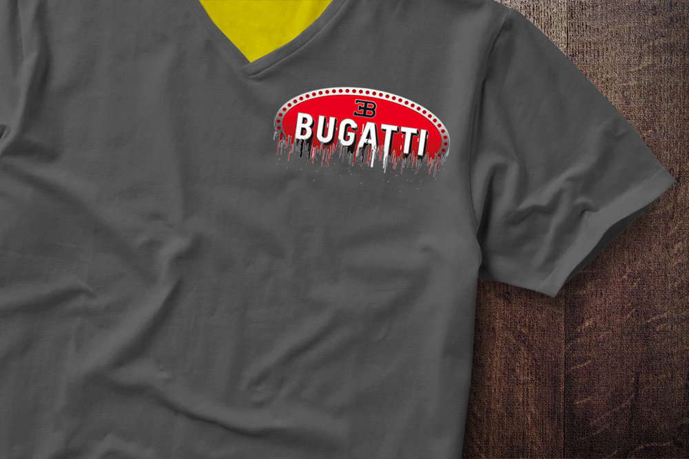 Bugatti Badge Liquid Metal Bugatti Badge Liquid Metal Badge Shoulder Tshirt