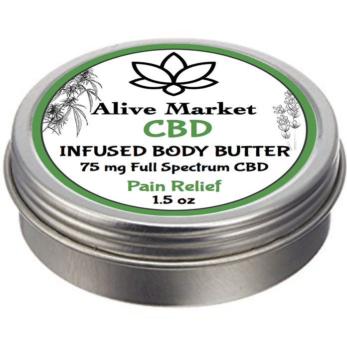 75MG FULL SPECTRUM CBD INFUSED BODY BUTTER - PAIN RELIEF 1.5 OZ 00009