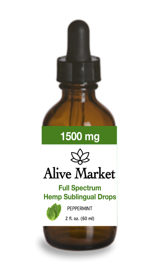 Alive Market Full Spectrum CBD Oil Drops 1500 mg Peppermint 00001