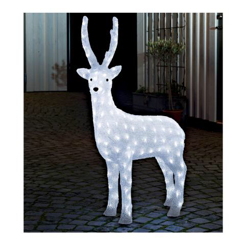 Outdoor Led Very Large Reindeer Christmas Decoration Ice White With 160 Led Bulbs 66 5 105cm