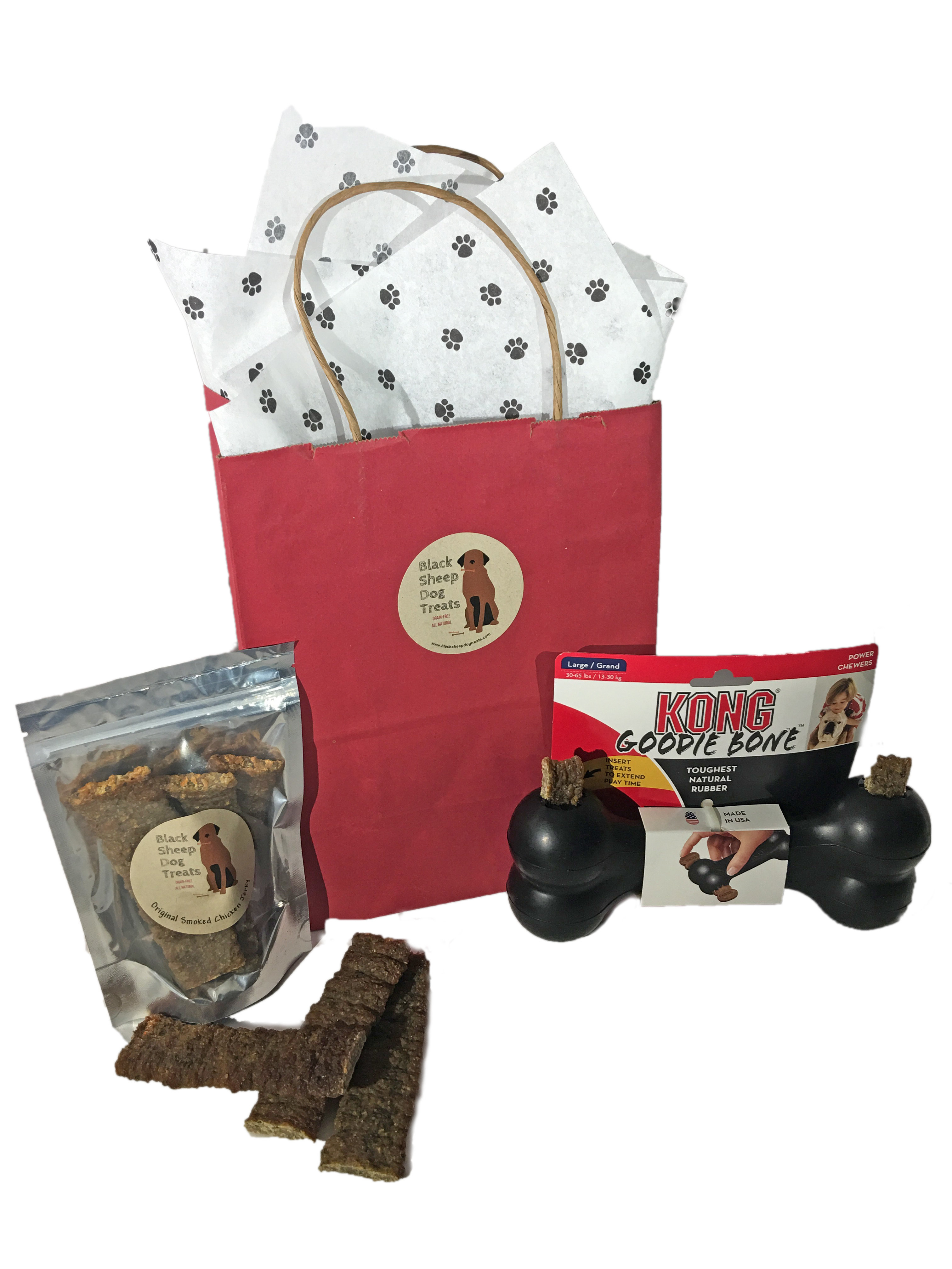 Jerky pictured with KONG Goodie Bone for Power Chewers, Large