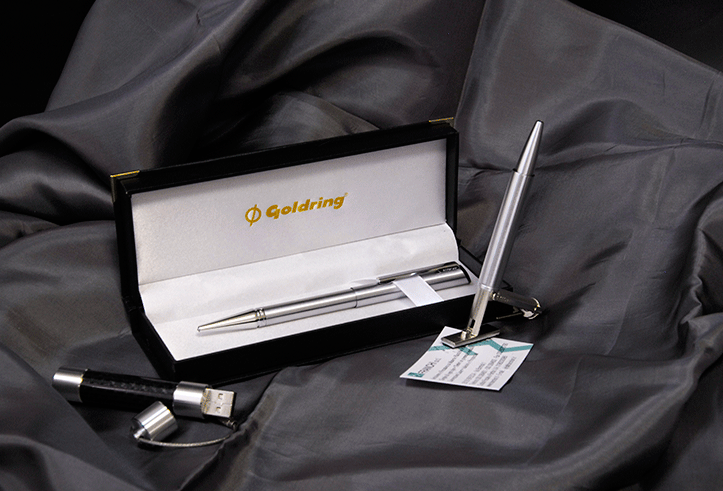 PENNA TIMBRO GOLDRING GOLD GRANDOMATIC - TESTO 2 RIGHE