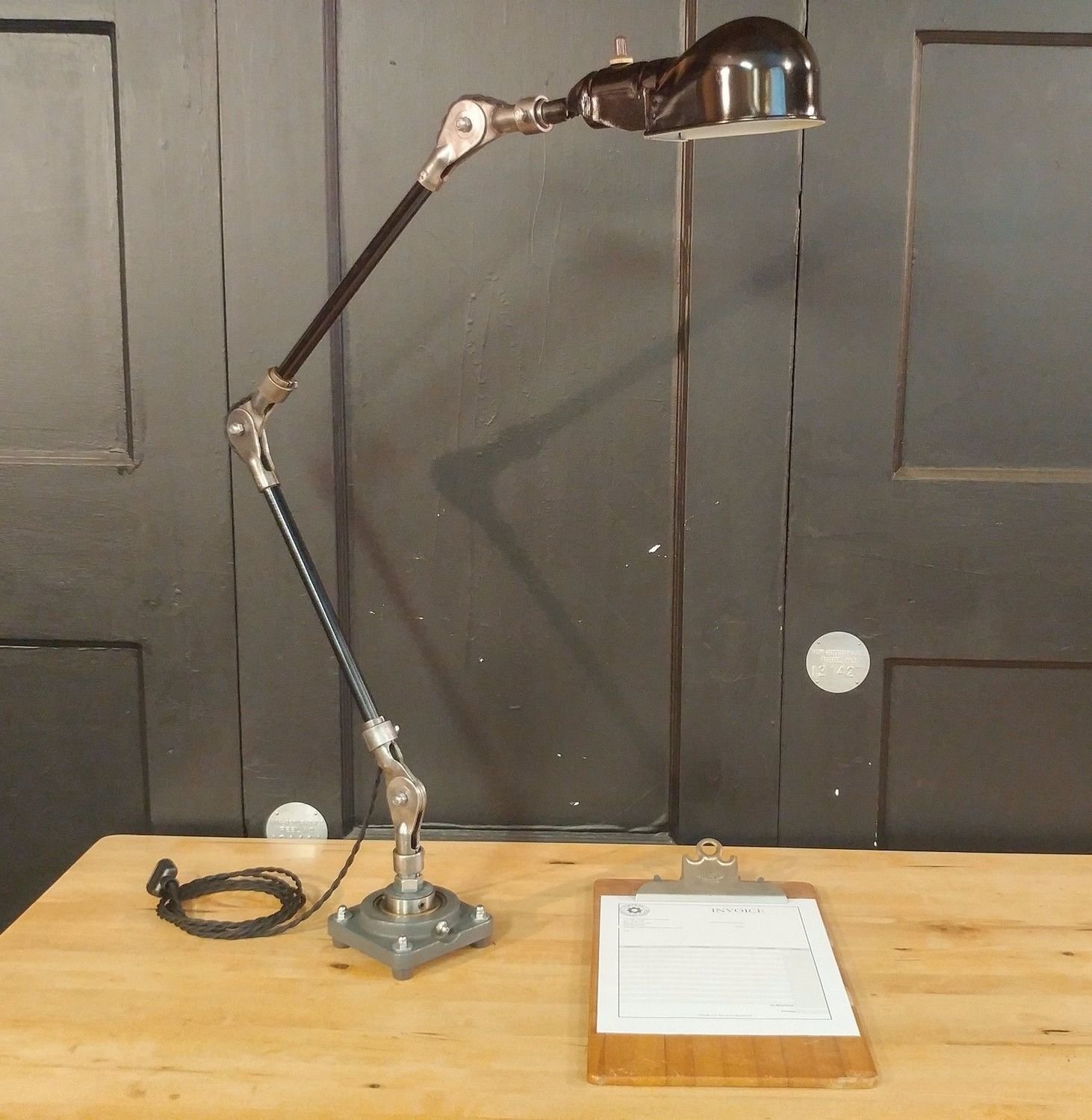 Vtg Steampunk Desk Lamp Industrial Articulating Table Task Light
