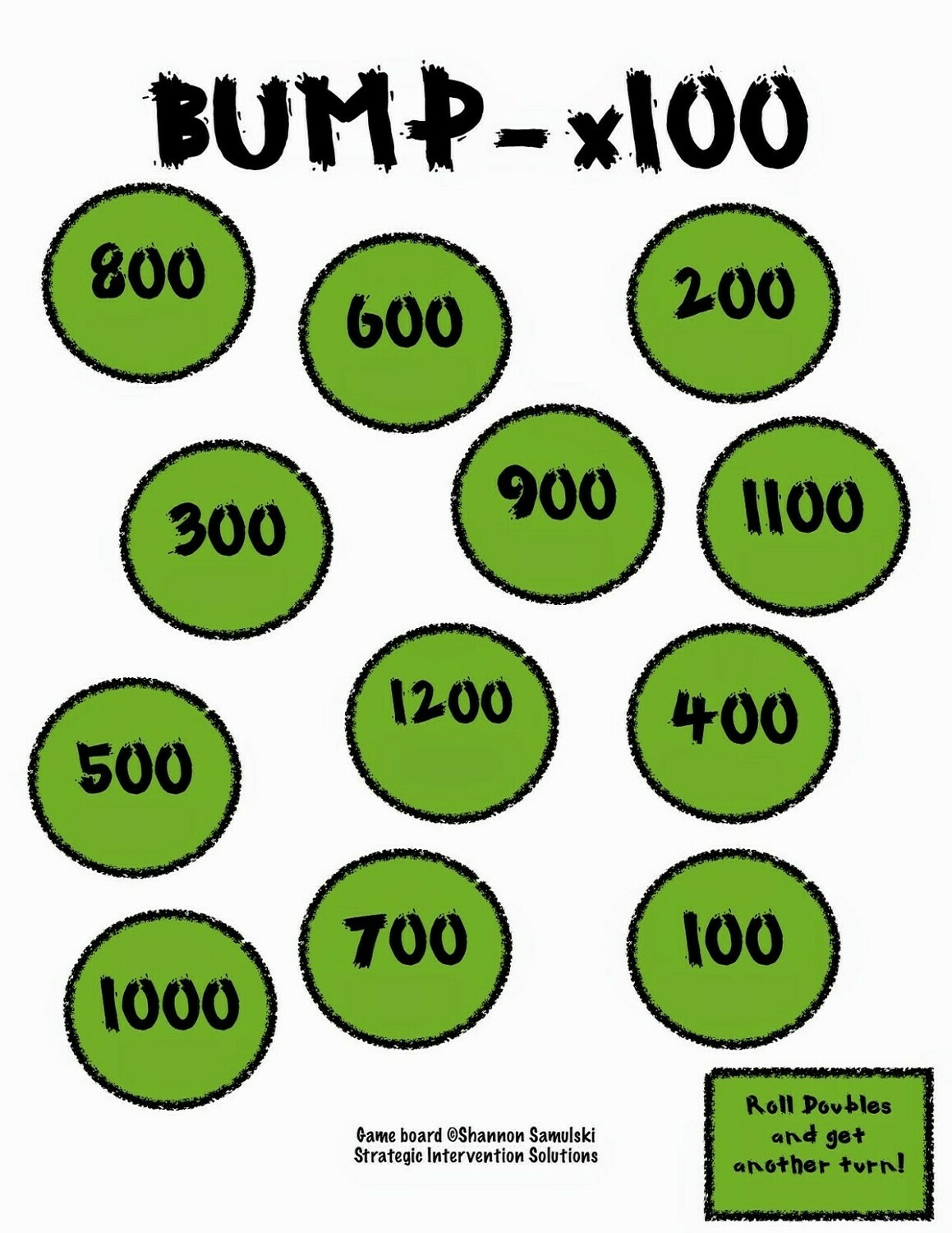 Bump Multiplication x100 Game Board Bump Multiplication x100 Game Board