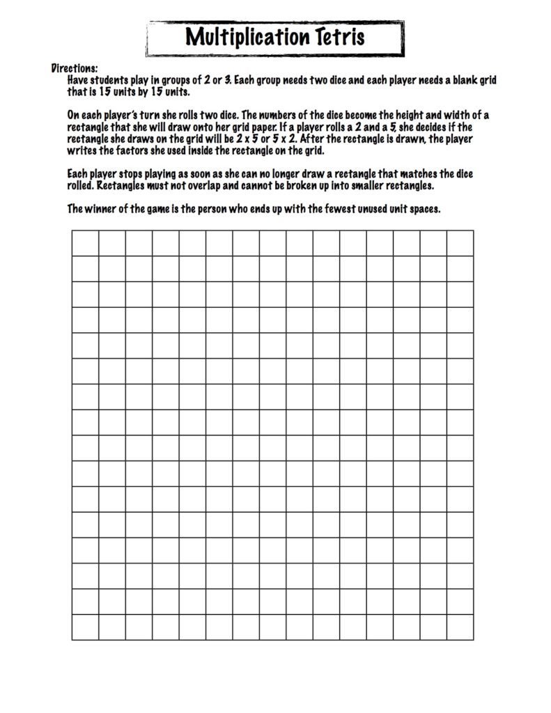 Multiplication Tetris Multiplication Tetris