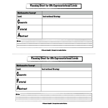 Planning Sheet for CPA Representational Levels 00031