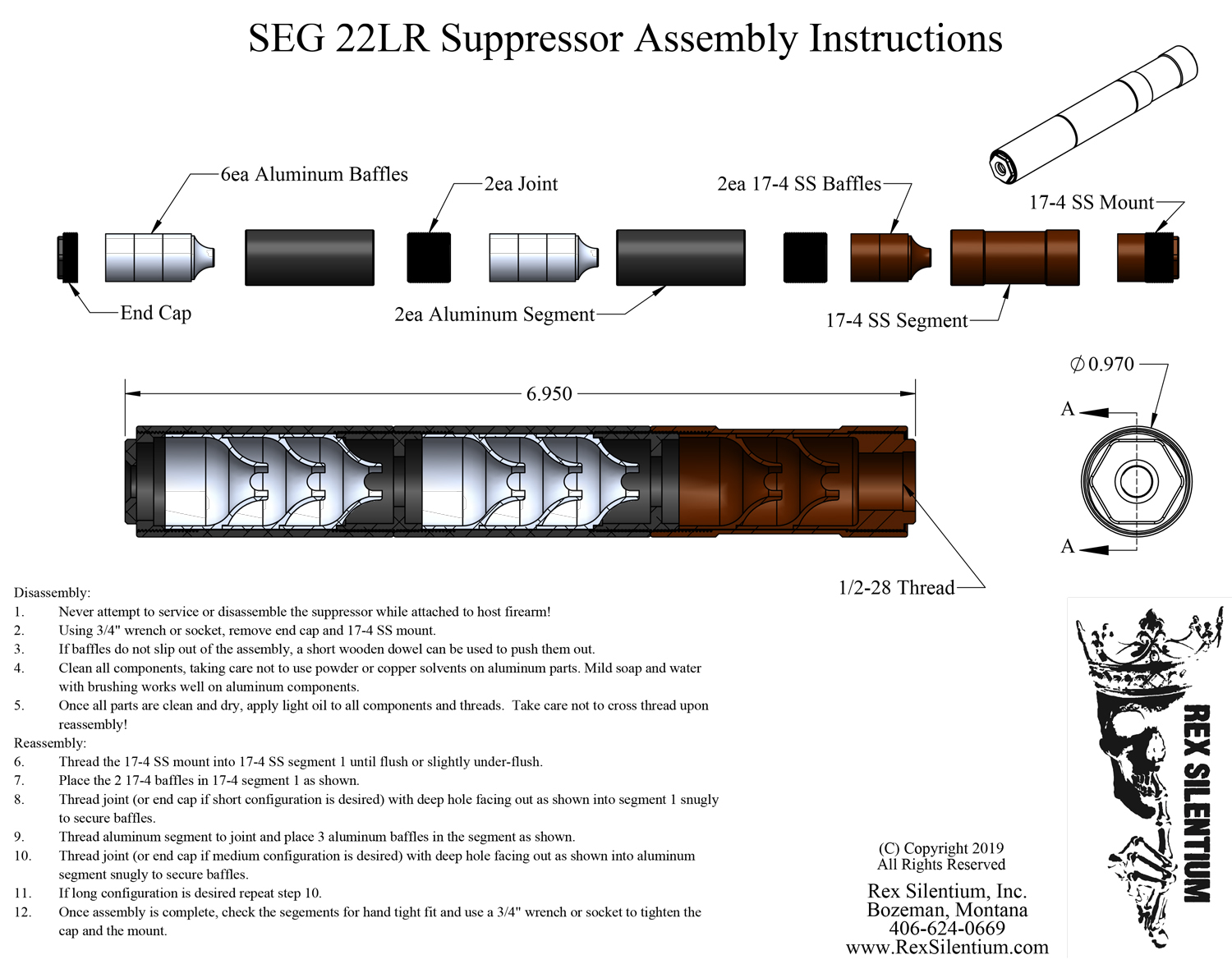 SEG Multi-Length 22LR 17WSM 22WMR Suppressor
