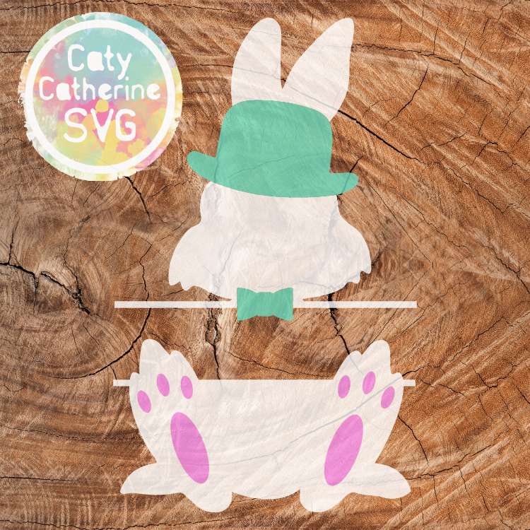 Easter Bunny Split Monogram SVG Cut File Bowler Hat & Bow Tie CATYCATHERINE0000177-02