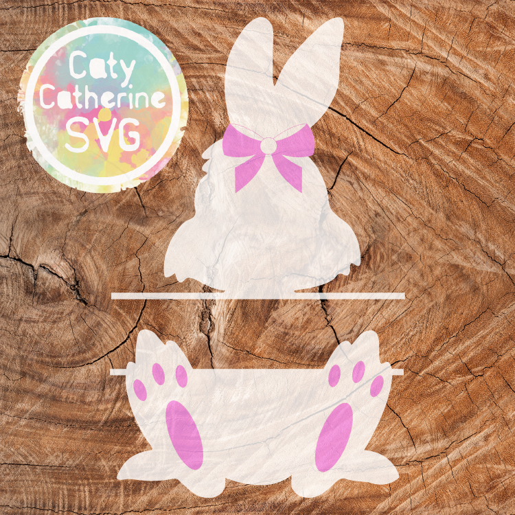 Easter Bunny Split Monogram SVG Cut File with Bow Detail CATYCATHERINE0000177-03