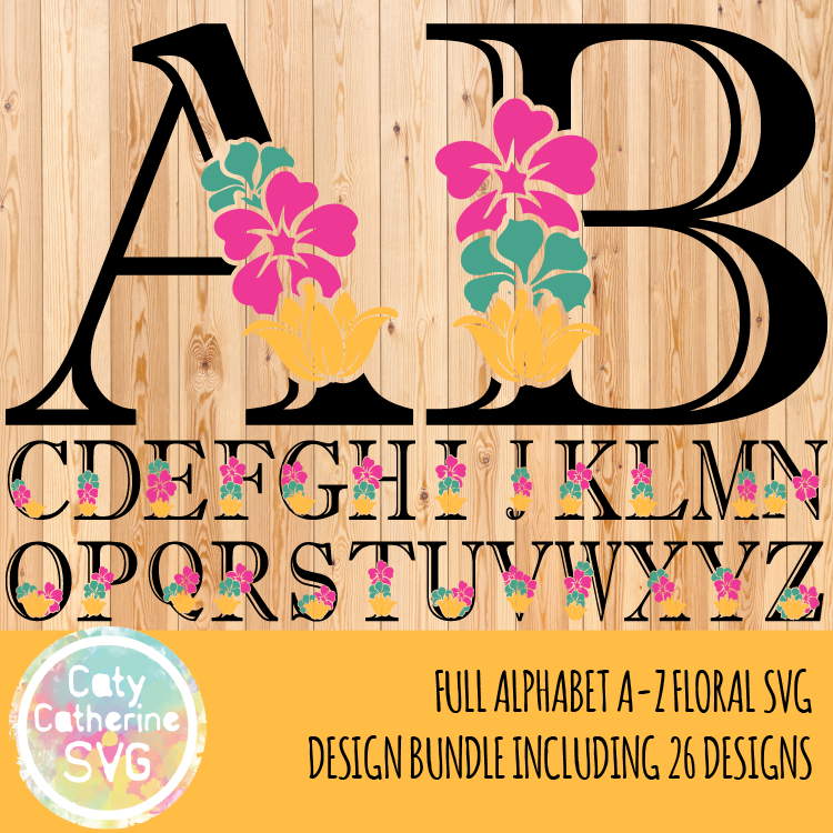 Full Alphabet A-Z Floral Letter Initial SVG Cut File CATYCATHERINE0000181