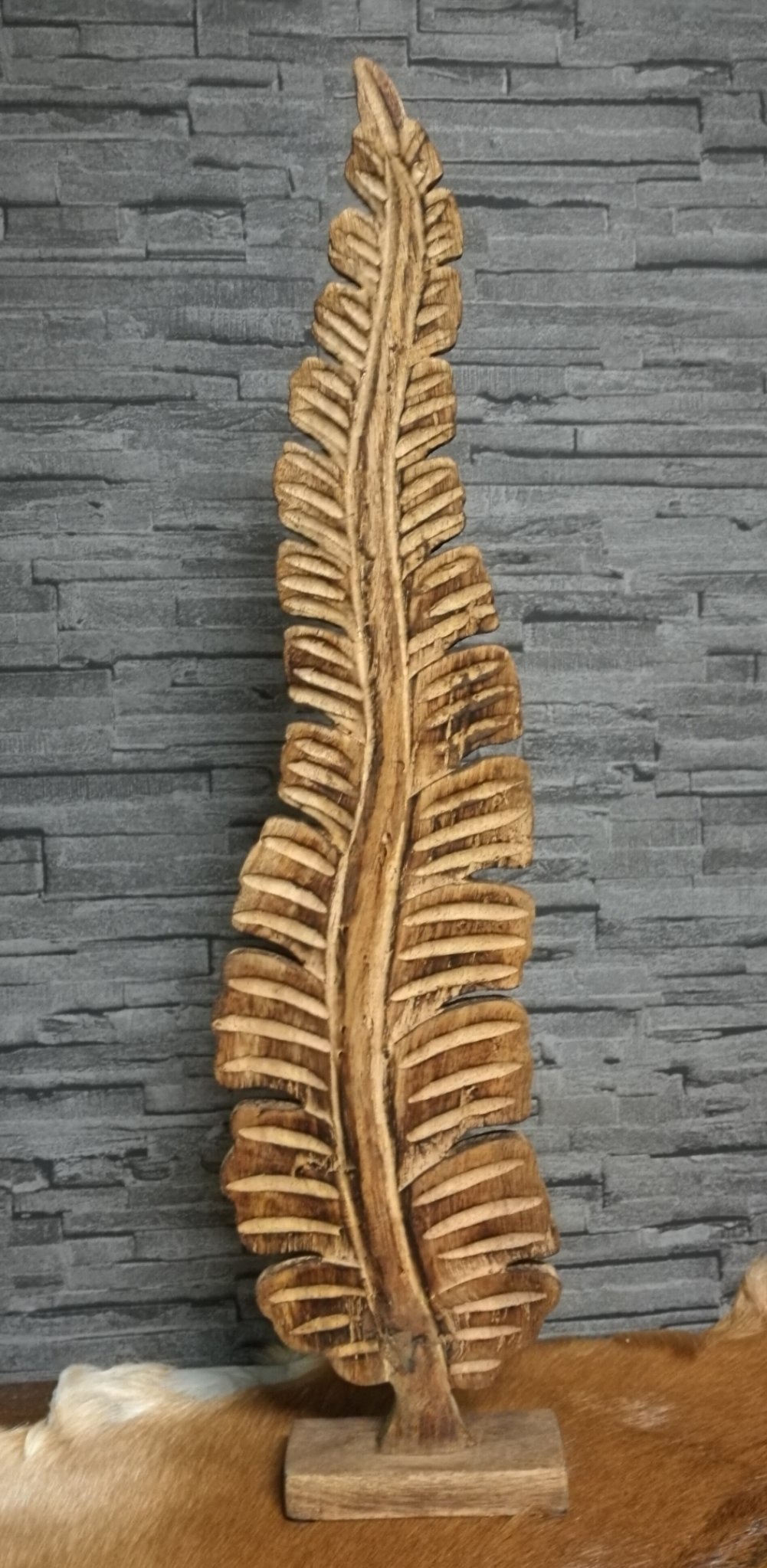 Houten decoratie blad mango 01368