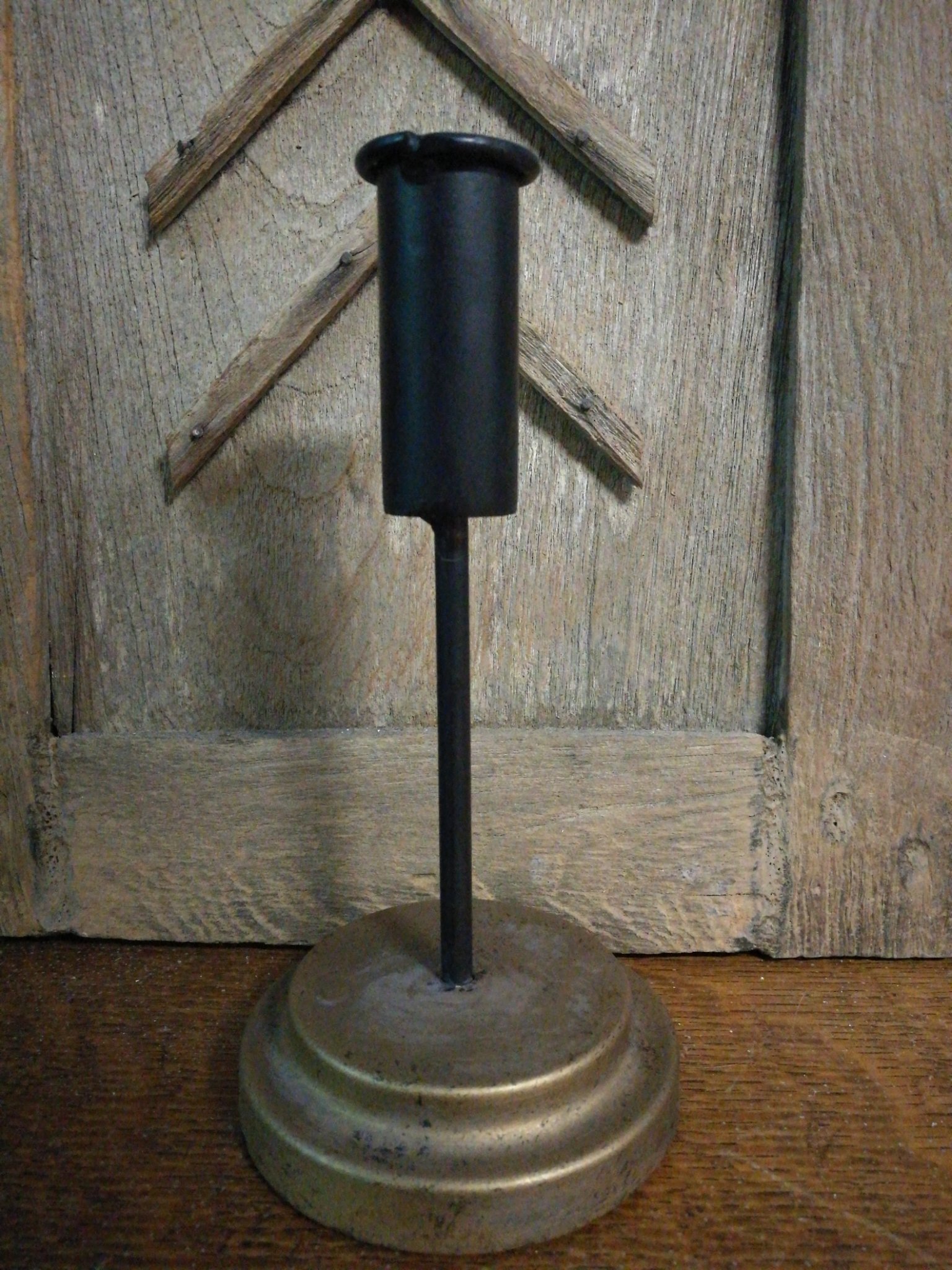 Kandelaar zwart met messing 01509