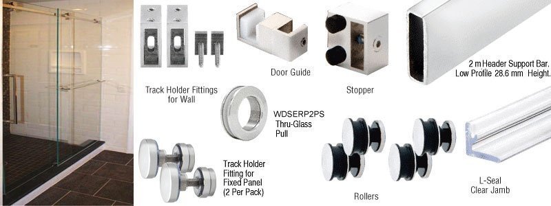 Delux 180º Serenity Sliding Shower Door Kit For Frameless Glass