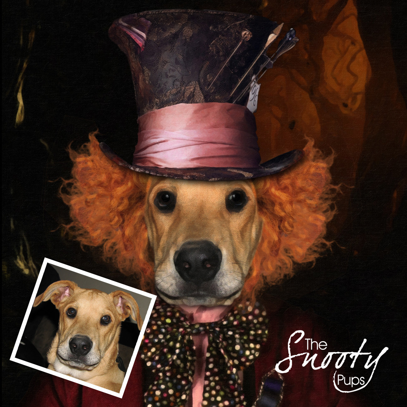 Mad Hatter Custom dog Portrait 00081