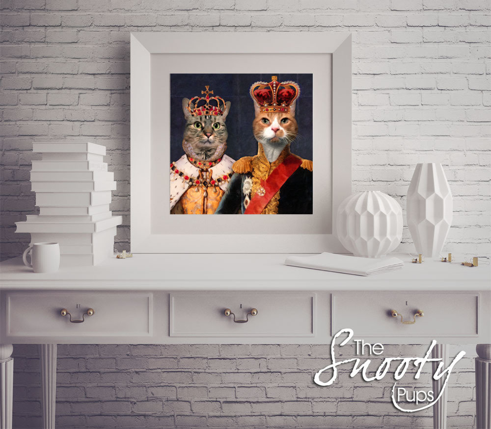 King & Queen Couple Portrait Cat Portrait