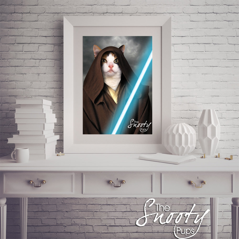 Obi Wan Start Wars Custom Cat Portrait