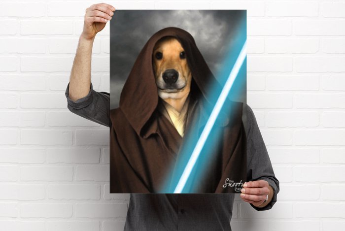Obi Wan Start Wars Custom Cat Portrait
