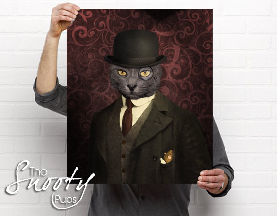 Bowler Hat Custom Cat Portrait