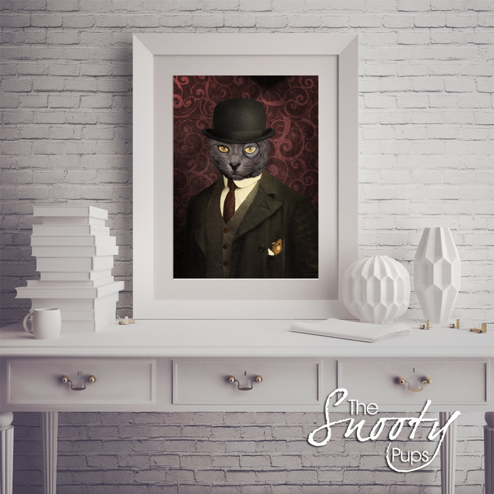 Bowler Hat Custom Cat Portrait