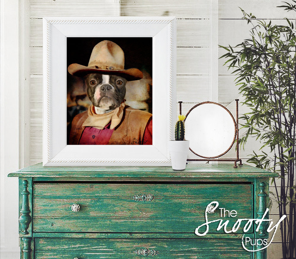 Dog Wayne Cowboy Custom Dog Portrait