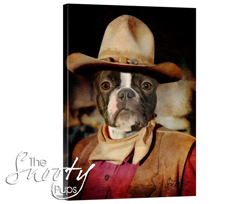 Dog Wayne Cowboy Custom Dog Portrait