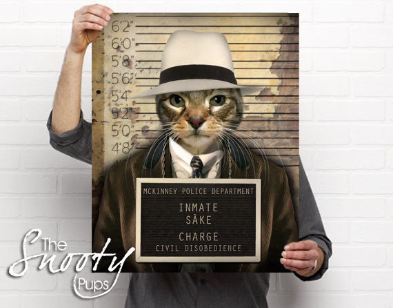 Mobster Cat Portrait Poster