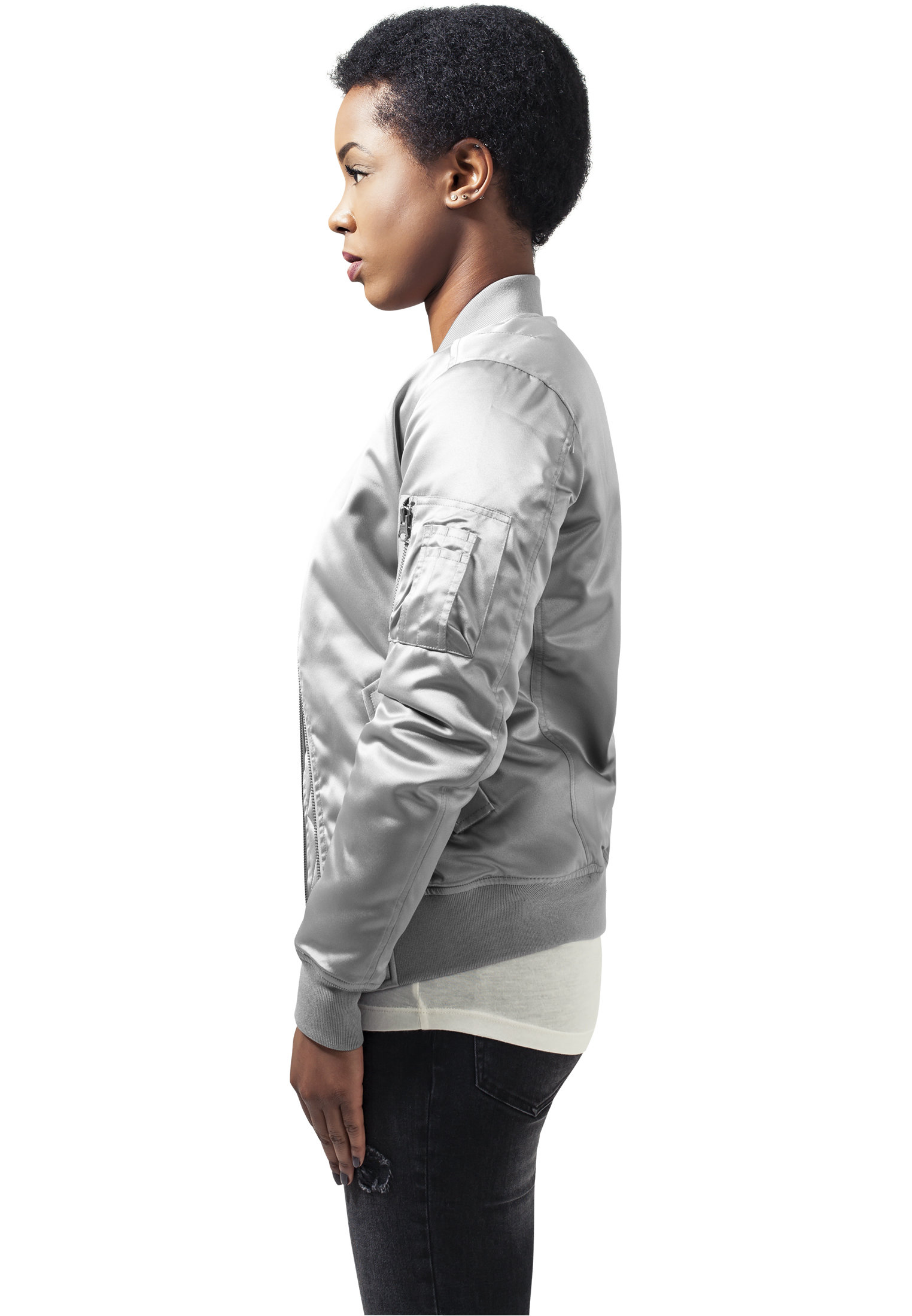 Bomber satin femme gris argenté URBAN CLASSICS