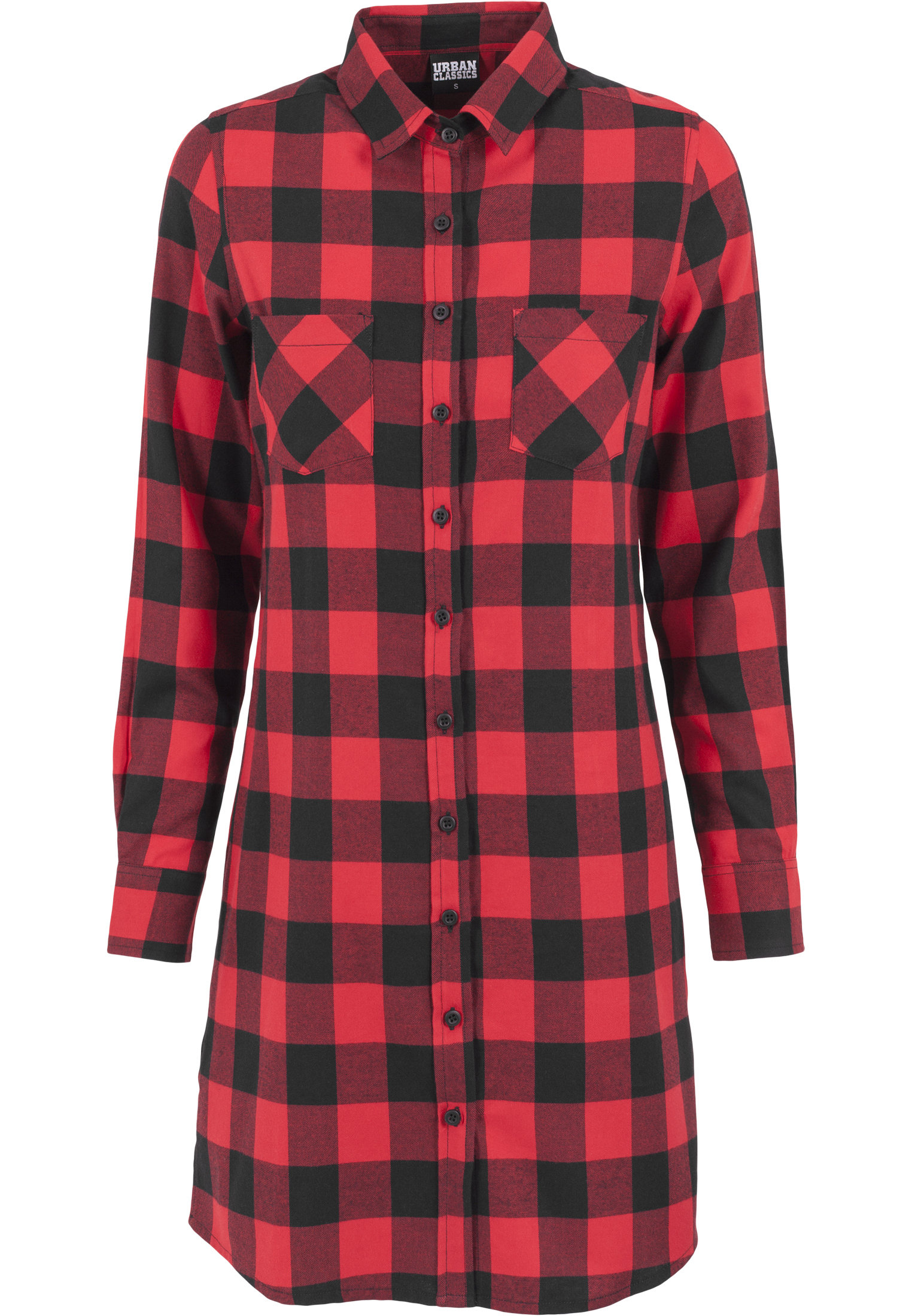 Robe chemise à carreaux URBAN CLASSICS rouge et noire urban classics-robe checked flanell rouge