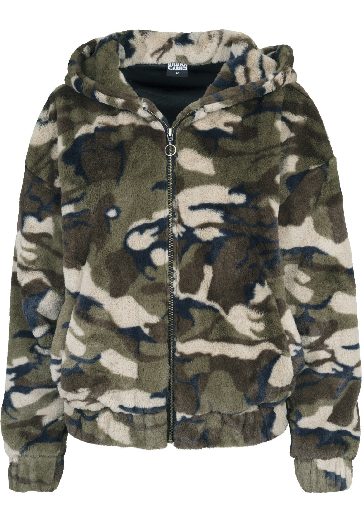 Blouson femme camouflage URBAN CLASSICS en fourrure synthétique urban classics-teddy camo femme olive
