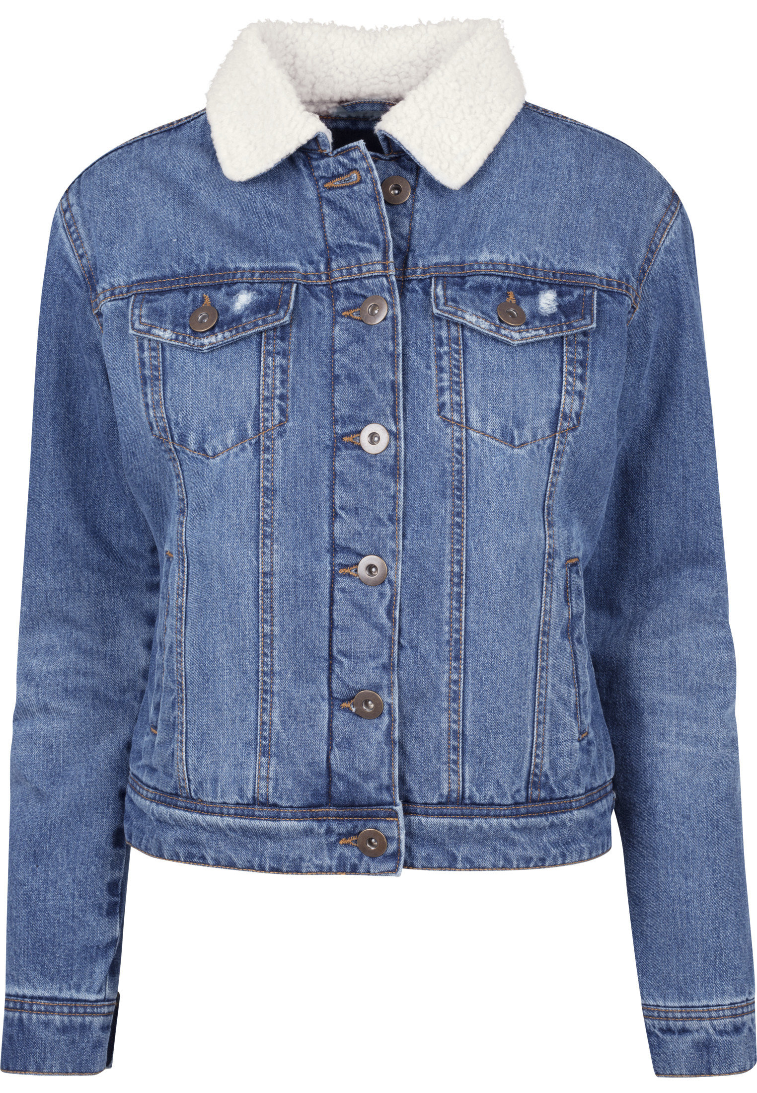 Veste en jean sherpa femme URBAN CLASSICS bleu washed urban classics-sherpa jean femme blue washed