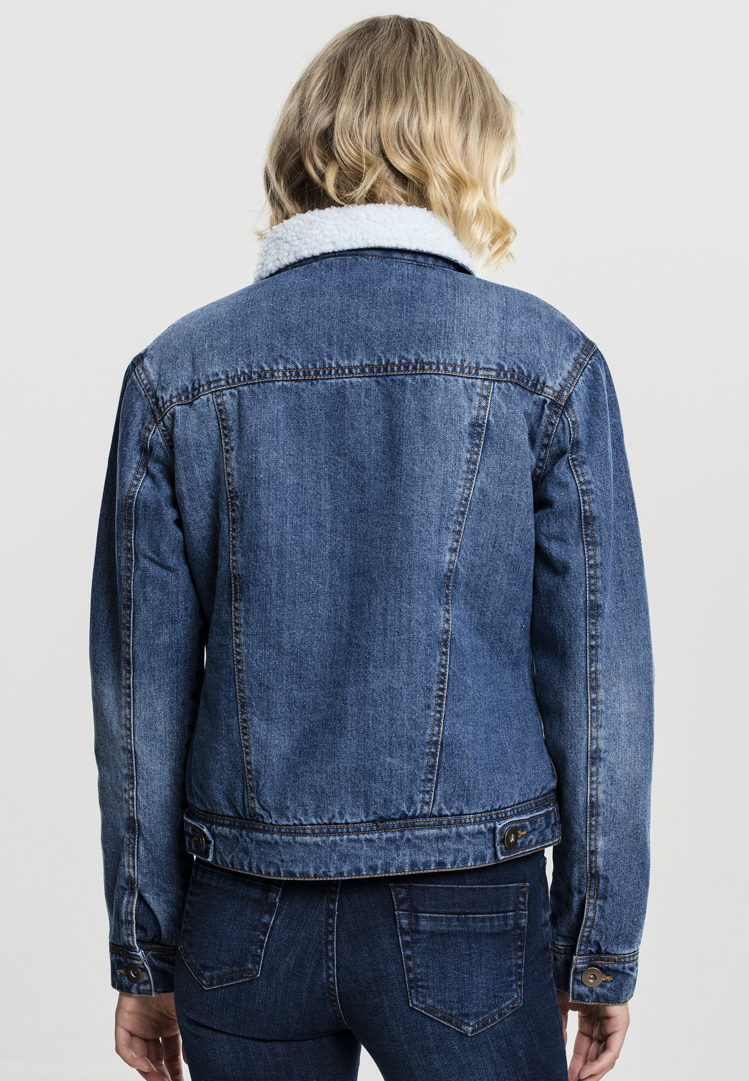 Veste en jean sherpa femme URBAN CLASSICS bleu washed