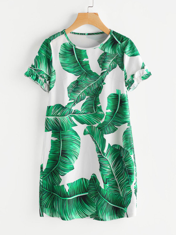 Robe imprimée végétal vert coeur-robe vegetal vert