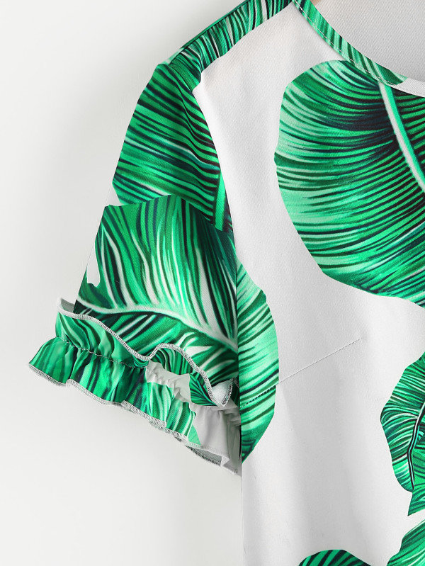 Robe imprimée végétal vert