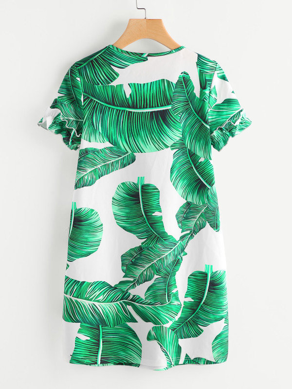 Robe imprimée végétal vert