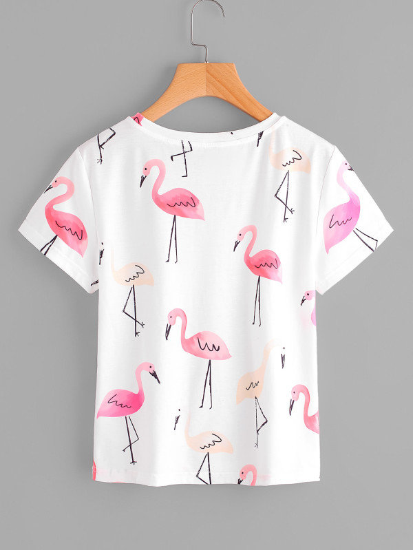 T-shirt imprimé Flamants rose